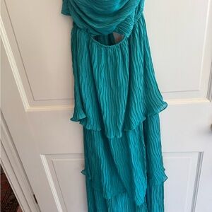 Lena Teal Ruffled Tiered Maxi Dress